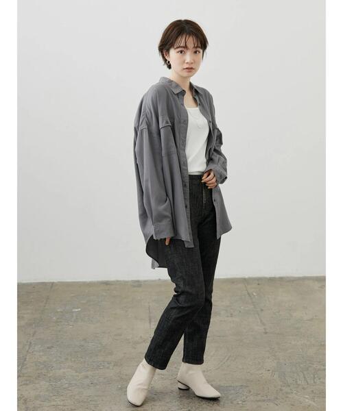 AMERICAN HOLIC（アメリカンホリック）の「Wポケットワイドシャツ（シャツ/ブラウス・レディース・チャコールグレー/ライトベージュ・M/L）」の14枚目の写真