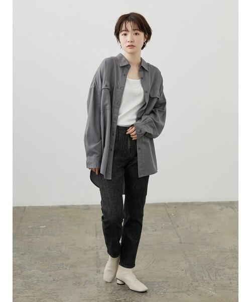 AMERICAN HOLIC（アメリカンホリック）の「Wポケットワイドシャツ（シャツ/ブラウス・レディース・チャコールグレー/ライトベージュ・M/L）」の15枚目の写真