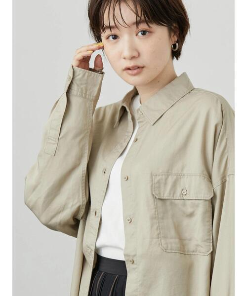 AMERICAN HOLIC（アメリカンホリック）の「Wポケットワイドシャツ（シャツ/ブラウス・レディース・チャコールグレー/ライトベージュ・M/L）」の18枚目の写真