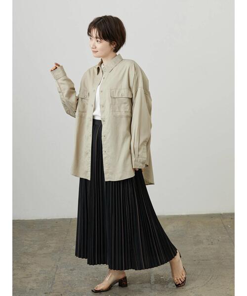 AMERICAN HOLIC（アメリカンホリック）の「Wポケットワイドシャツ（シャツ/ブラウス・レディース・チャコールグレー/ライトベージュ・M/L）」の19枚目の写真