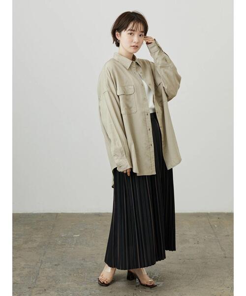 AMERICAN HOLIC（アメリカンホリック）の「Wポケットワイドシャツ（シャツ/ブラウス・レディース・チャコールグレー/ライトベージュ・M/L）」の20枚目の写真