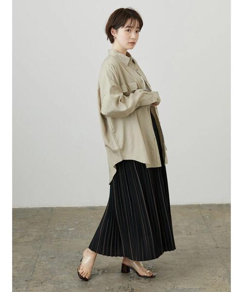 AMERICAN HOLIC（アメリカンホリック）の「Wポケットワイドシャツ（シャツ/ブラウス・レディース・チャコールグレー/ライトベージュ・M/L）」の21枚目の写真