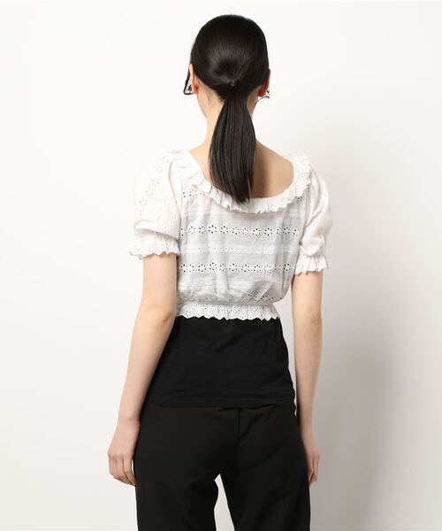 lissi Boutique（リージーブティック）の「【lissi Boutique】リボン付きレースショート丈ブラウス（シャツ/ブラウス・レディース・アイボリー・FREE）」の3枚目の写真