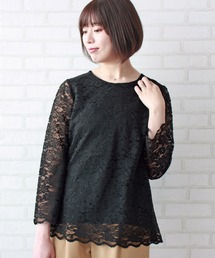 ＢＥＬＬＵＮＡ　ＦＯＲＭＡＬ　洗えるレースデザインブラウス