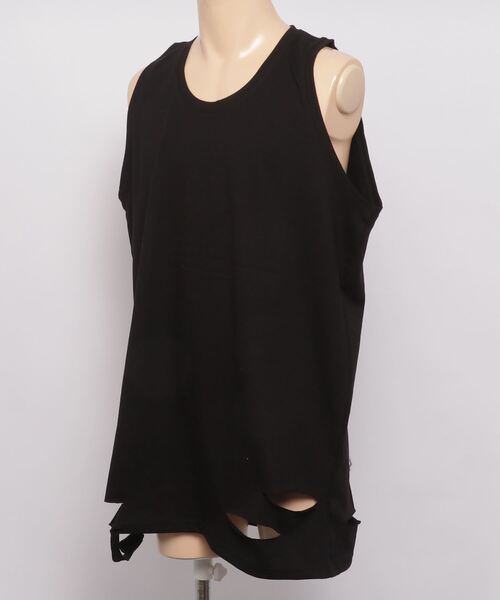 XU（エックスユー）の「【XU/エックスユー】damage sleeveless/ダメージスリーブレス タンクトップ 重ね着 レイヤード（タンクトップ・メンズ・ホワイト/ブラック・ONE SIZE）」の3枚目の写真