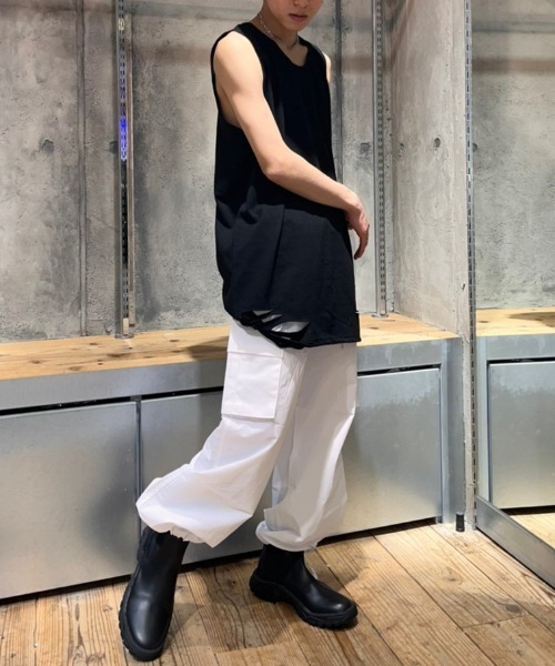 XU（エックスユー）の「【XU/エックスユー】damage sleeveless/ダメージスリーブレス タンクトップ 重ね着 レイヤード（タンクトップ・メンズ・ホワイト/ブラック・ONE SIZE）」の14枚目の写真