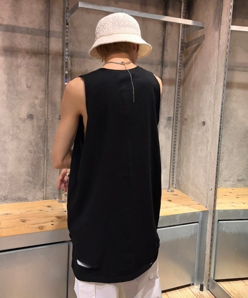 XU（エックスユー）の「【XU/エックスユー】damage sleeveless/ダメージスリーブレス タンクトップ 重ね着 レイヤード（タンクトップ・メンズ・ホワイト/ブラック・ONE SIZE）」の10枚目の写真