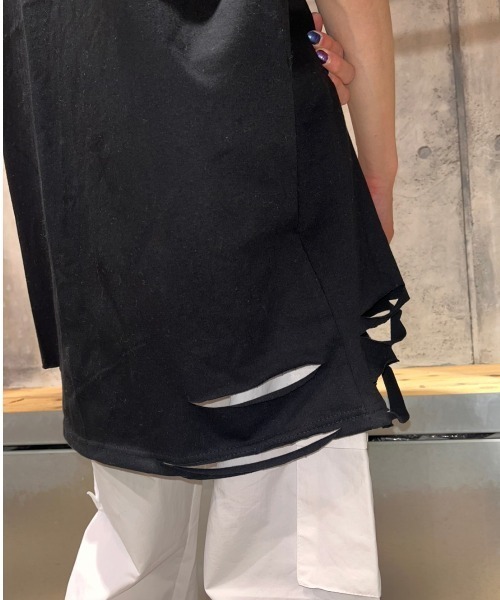 XU（エックスユー）の「【XU/エックスユー】damage sleeveless/ダメージスリーブレス タンクトップ 重ね着 レイヤード（タンクトップ・メンズ・ホワイト/ブラック・ONE SIZE）」の5枚目の写真