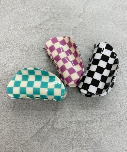 ブロックチェックヘアクリップ（バレッタ/ヘアクリップ）｜PairPair