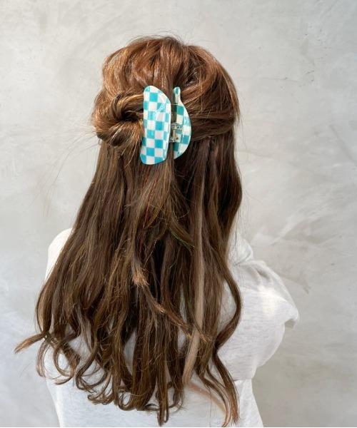 ブロックチェックヘアクリップ（バレッタ/ヘアクリップ