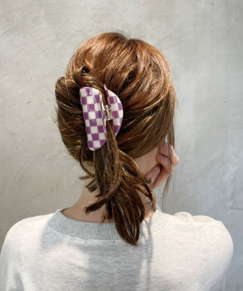 ブロックチェックヘアクリップ（バレッタ/ヘアクリップ