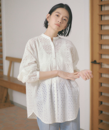 qualite | バンドカラーレースシャツ(シャツ/ブラウス)