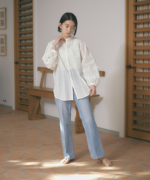 qualite(カリテ)の「バンドカラーレースシャツ(シャツ/ブラウス・レディース・ホワイト/ブラック・フリー)」の6枚目の写真