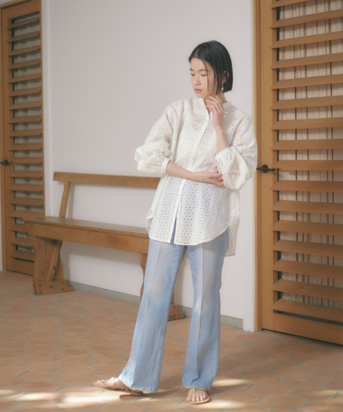 qualite(カリテ)の「バンドカラーレースシャツ(シャツ/ブラウス・レディース・ホワイト/ブラック・フリー)」の10枚目の写真