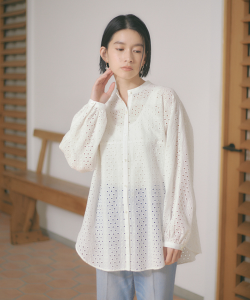 qualite(カリテ)の「バンドカラーレースシャツ(シャツ/ブラウス・レディース・ホワイト/ブラック・フリー)」の11枚目の写真