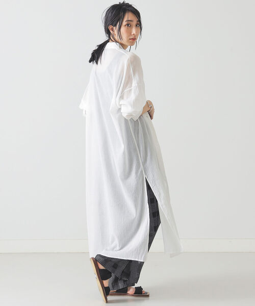 BEAMS LIGHTS(ビームスライツ)の「BEAMS LIGHTS / KHADI シャツ ワンピース(ワンピース・レディース・ホワイト/レッド系その他4/グリーン・ONE SIZE)」の4枚目の写真
