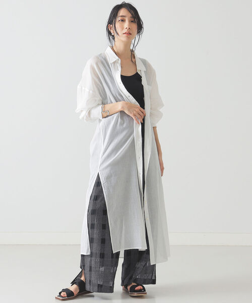 BEAMS LIGHTS(ビームスライツ)の「BEAMS LIGHTS / KHADI シャツ ワンピース(ワンピース・レディース・ホワイト/レッド系その他4/グリーン・ONE SIZE)」の6枚目の写真