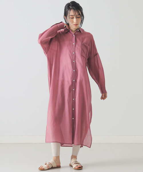 BEAMS LIGHTS(ビームスライツ)の「BEAMS LIGHTS / KHADI シャツ ワンピース(ワンピース・レディース・ホワイト/レッド系その他4/グリーン・ONE SIZE)」の8枚目の写真