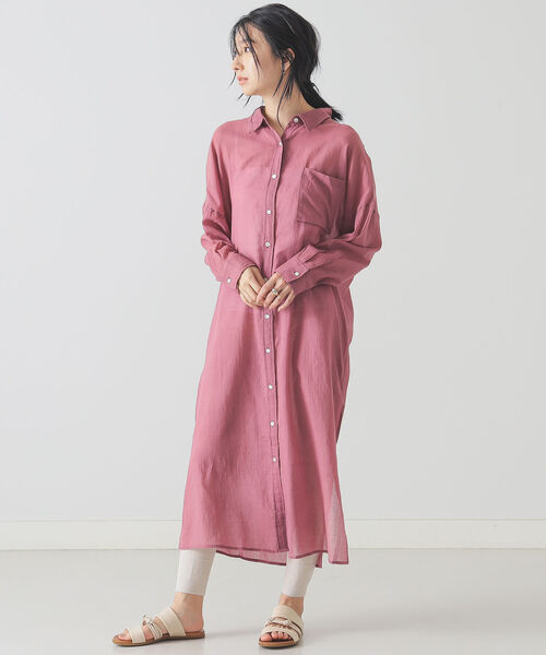 BEAMS LIGHTS(ビームスライツ)の「BEAMS LIGHTS / KHADI シャツ ワンピース(ワンピース・レディース・ホワイト/レッド系その他4/グリーン・ONE SIZE)」の9枚目の写真