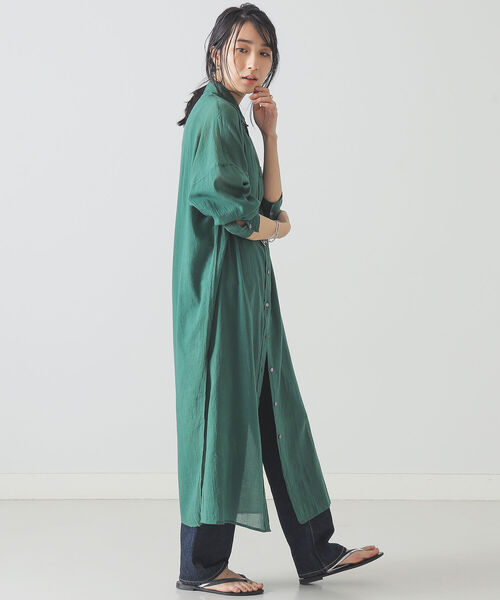 BEAMS LIGHTS(ビームスライツ)の「BEAMS LIGHTS / KHADI シャツ ワンピース(ワンピース・レディース・ホワイト/レッド系その他4/グリーン・ONE SIZE)」の10枚目の写真