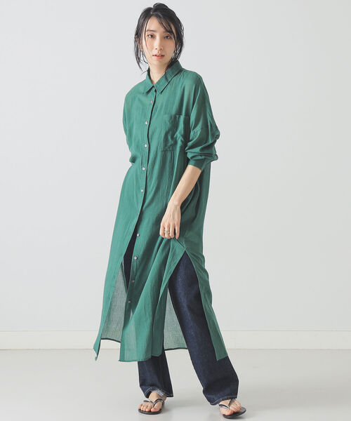 BEAMS LIGHTS(ビームスライツ)の「BEAMS LIGHTS / KHADI シャツ ワンピース(ワンピース・レディース・ホワイト/レッド系その他4/グリーン・ONE SIZE)」の11枚目の写真