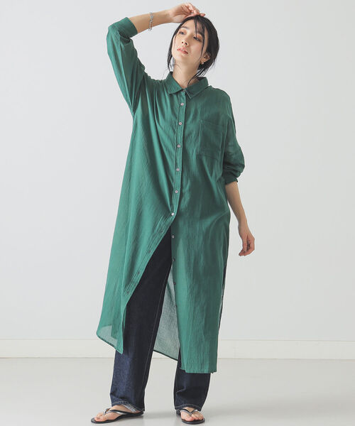 BEAMS LIGHTS(ビームスライツ)の「BEAMS LIGHTS / KHADI シャツ ワンピース(ワンピース・レディース・ホワイト/レッド系その他4/グリーン・ONE SIZE)」の12枚目の写真