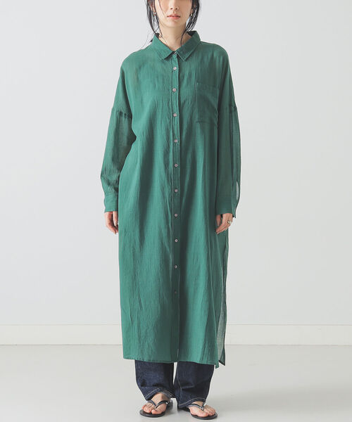 BEAMS LIGHTS(ビームスライツ)の「BEAMS LIGHTS / KHADI シャツ ワンピース(ワンピース・レディース・ホワイト/レッド系その他4/グリーン・ONE SIZE)」の13枚目の写真