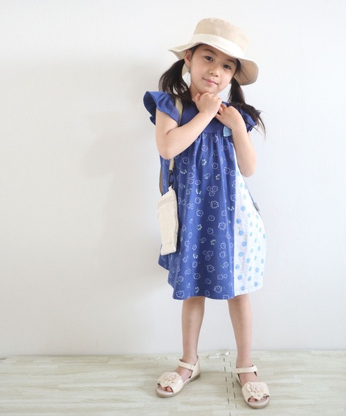 日本製 花柄とドットの切替え天竺ワンピース 100 130cm ワンピース Kp ケーピー のファッション通販 Zozotown