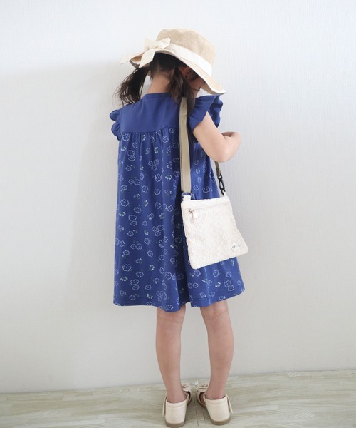 KP(ケーピー)の「【日本製】花柄とドットの切替え天竺ワンピース(100-130cm)(ワンピース・キッズ・オートミール/ブルー系その他・110cm/100cm/120cm/130cm)」の7枚目の写真