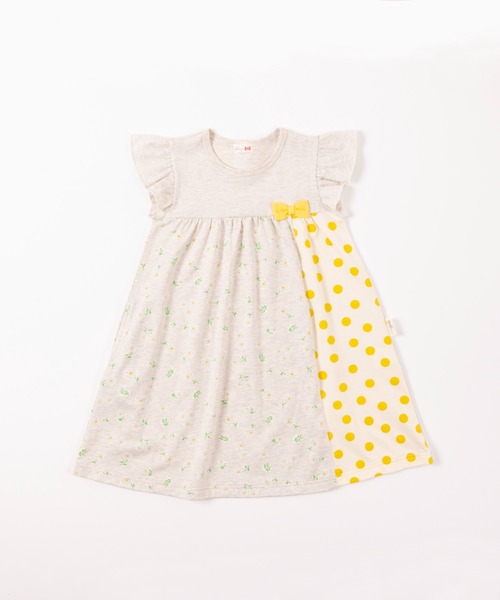 KP(ケーピー)の「【日本製】花柄とドットの切替え天竺ワンピース(100-130cm)(ワンピース・キッズ・オートミール/ブルー系その他・110cm/100cm/120cm/130cm)」の5枚目の写真