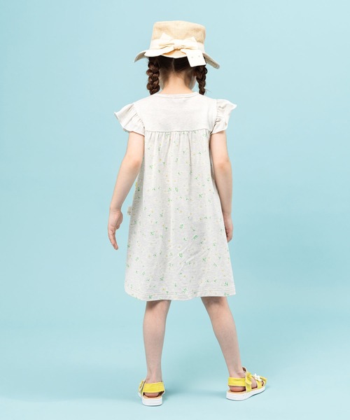 KP(ケーピー)の「【日本製】花柄とドットの切替え天竺ワンピース(100-130cm)(ワンピース・キッズ・オートミール/ブルー系その他・110cm/100cm/120cm/130cm)」の9枚目の写真