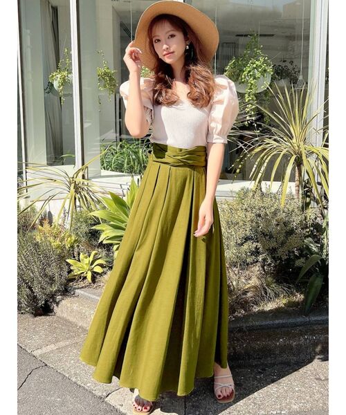 RESEXXY（リゼクシー）の「バックリボンフレアスカート（スカート・レディース・ブラウン/グリーン/アイボリー・FREE）」の9枚目の写真