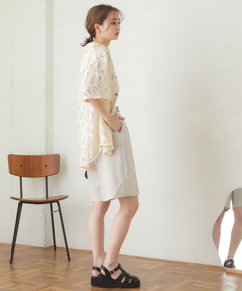 SENSE OF PLACE by URBAN RESEARCH（センスオブプレイスバイアーバンリサーチ）の「リネンライクバミューダパンツ（その他パンツ・レディース・ブラック/グリーン/ライトベージュ・SMALL/MEDIUM）」の6枚目の写真