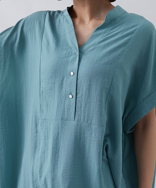 Thevon（ゼボン）の「ブザム切替フレンチワンピース（チュニック・レディース・ブラック/グレイッシュベージュ/ライム/ブルー・FREE）」の6枚目の写真