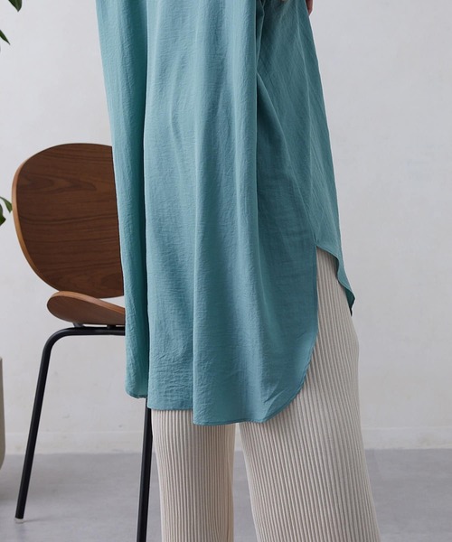 Thevon（ゼボン）の「ブザム切替フレンチワンピース（チュニック・レディース・ブラック/グレイッシュベージュ/ライム/ブルー・FREE）」の8枚目の写真