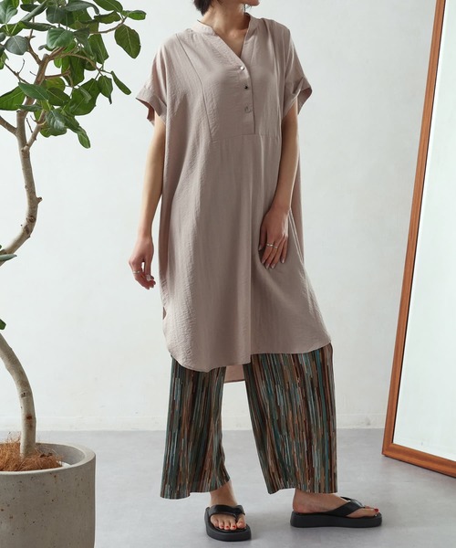 Thevon（ゼボン）の「ブザム切替フレンチワンピース（チュニック・レディース・ブラック/グレイッシュベージュ/ライム/ブルー・FREE）」の10枚目の写真