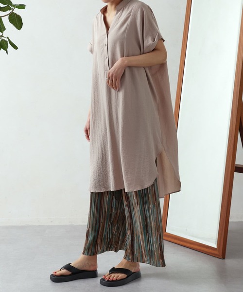 Thevon（ゼボン）の「ブザム切替フレンチワンピース（チュニック・レディース・ブラック/グレイッシュベージュ/ライム/ブルー・FREE）」の11枚目の写真