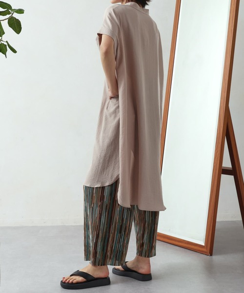 Thevon（ゼボン）の「ブザム切替フレンチワンピース（チュニック・レディース・ブラック/グレイッシュベージュ/ライム/ブルー・FREE）」の13枚目の写真