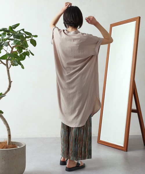 Thevon（ゼボン）の「ブザム切替フレンチワンピース（チュニック・レディース・ブラック/グレイッシュベージュ/ライム/ブルー・FREE）」の15枚目の写真