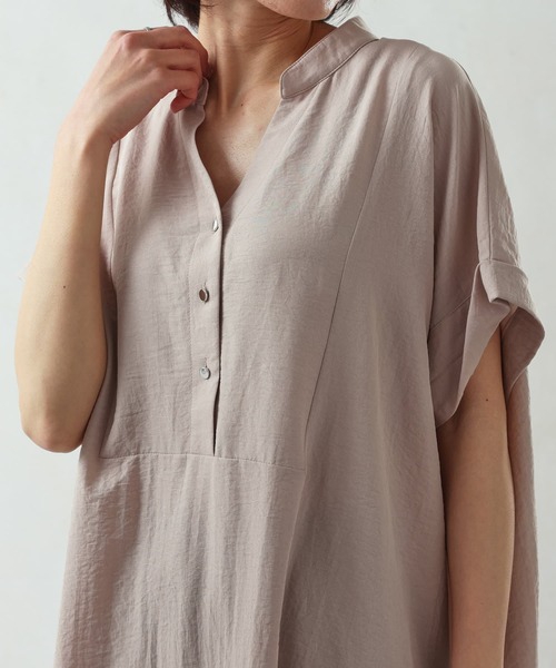 Thevon（ゼボン）の「ブザム切替フレンチワンピース（チュニック・レディース・ブラック/グレイッシュベージュ/ライム/ブルー・FREE）」の16枚目の写真