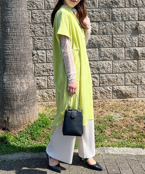 Thevon（ゼボン）の「ブザム切替フレンチワンピース（チュニック・レディース・ブラック/グレイッシュベージュ/ライム/ブルー・FREE）」の20枚目の写真