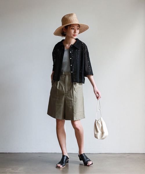 feepur（フェピュール）の「リネンブレンドハーフパンツ（その他パンツ・レディース・ブラック/グレー/オリーブ/アイボリー・SMALL/MEDIUM）」の7枚目の写真