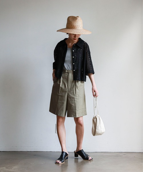 feepur（フェピュール）の「リネンブレンドハーフパンツ（その他パンツ・レディース・ブラック/グレー/オリーブ/アイボリー・SMALL/MEDIUM）」の9枚目の写真