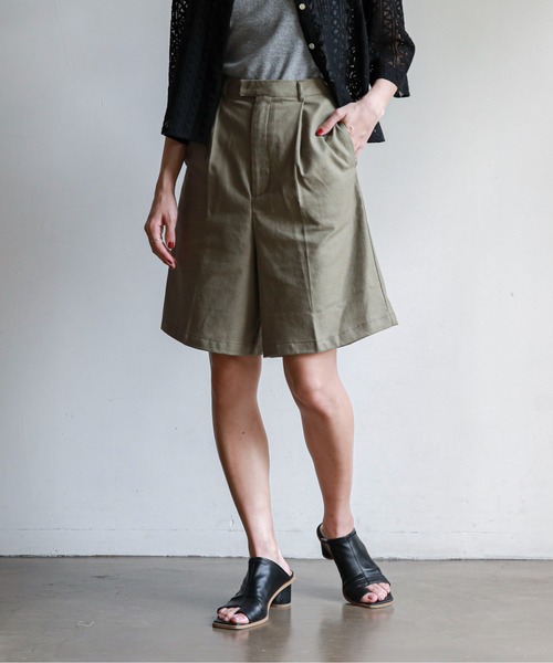 feepur（フェピュール）の「リネンブレンドハーフパンツ（その他パンツ・レディース・ブラック/グレー/オリーブ/アイボリー・SMALL/MEDIUM）」の10枚目の写真