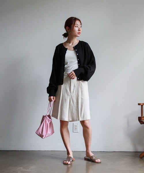 feepur（フェピュール）の「リネンブレンドハーフパンツ（その他パンツ・レディース・ブラック/グレー/オリーブ/アイボリー・SMALL/MEDIUM）」の5枚目の写真