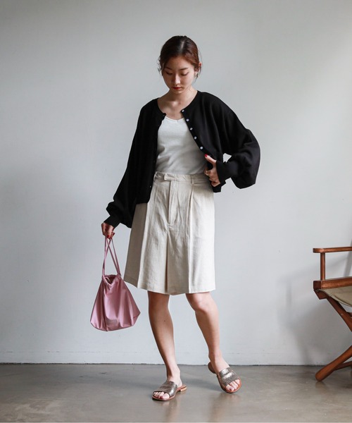 feepur（フェピュール）の「リネンブレンドハーフパンツ（その他パンツ・レディース・ブラック/グレー/オリーブ/アイボリー・SMALL/MEDIUM）」の6枚目の写真