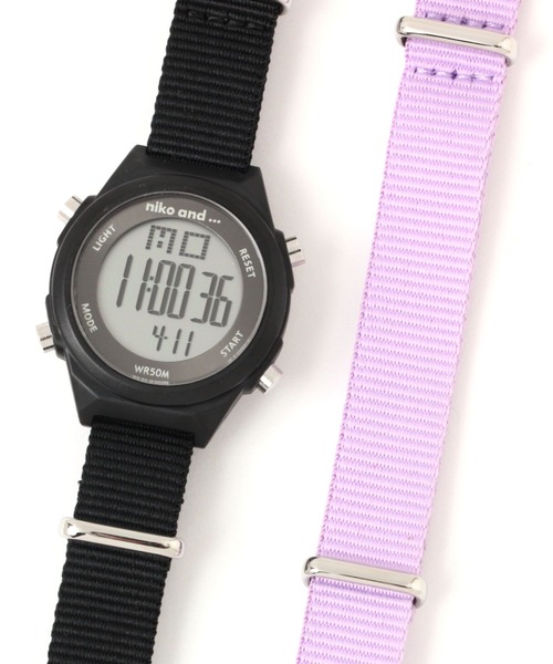 niko and...（ニコアンド）の「チェンジベルトデジタルウォッチ（デジタル腕時計・レディース・ブラック/ベージュ/グリーン・0）」の2枚目の写真