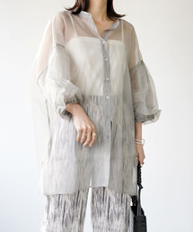 【IAMUSE】オーガンジーバックギャザーブラウス S0658