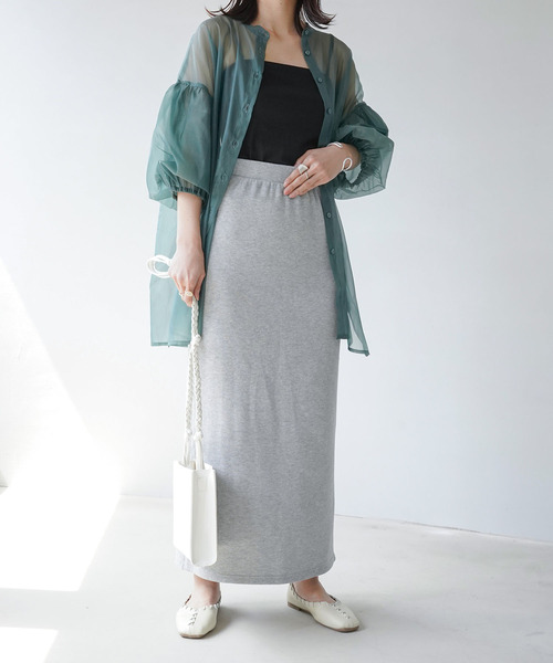 IAMUSE（アイアミューズ）の「【IAMUSE】オーガンジーバックギャザーブラウス S0658（シャツ/ブラウス・レディース・グレー/オフホワイト/グリーン・FREE）」の18枚目の写真