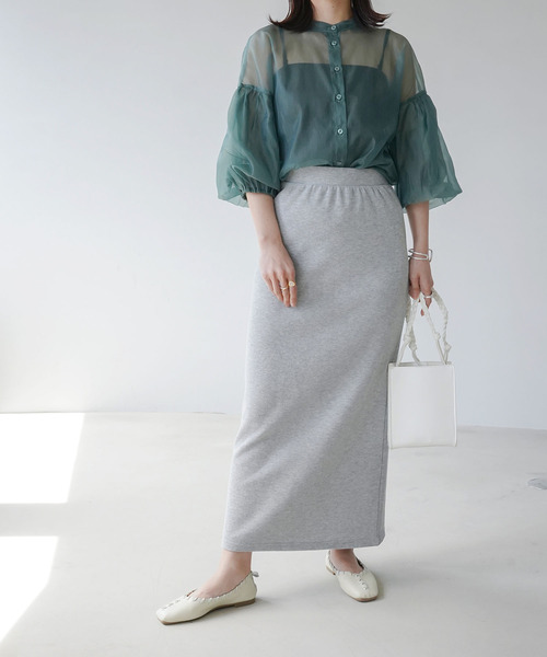 IAMUSE（アイアミューズ）の「【IAMUSE】オーガンジーバックギャザーブラウス S0658（シャツ/ブラウス・レディース・グレー/オフホワイト/グリーン・FREE）」の22枚目の写真